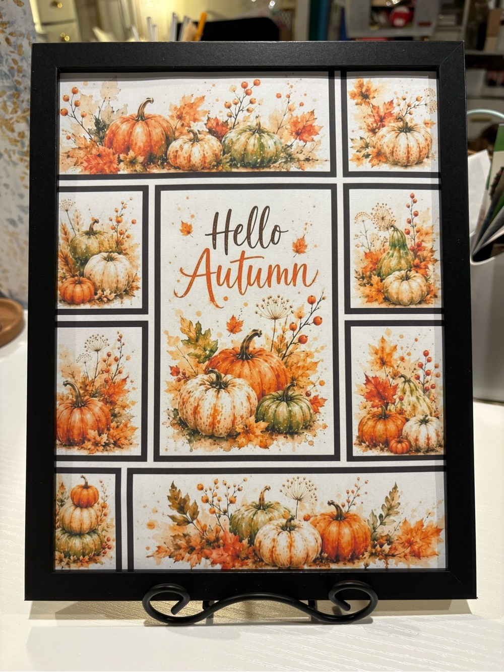 Hello Autumn Pumpkin Framed 8x10 Wall Art